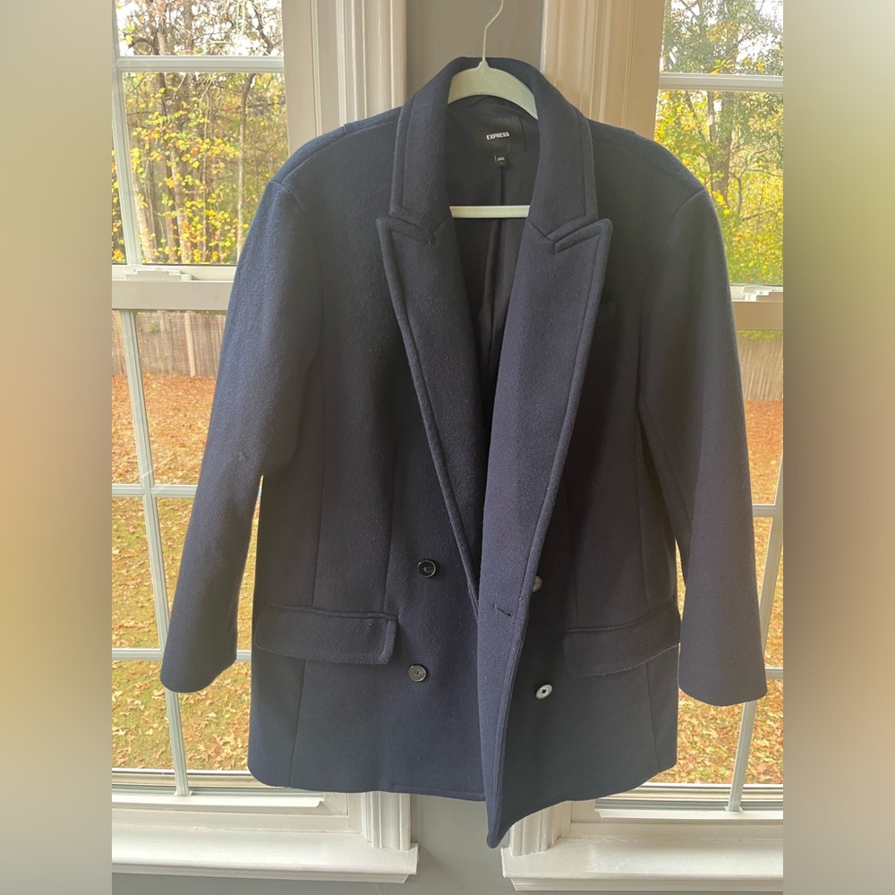 Express Faux Wool Double Breasted Oversized Coat - Picture 6 of 10